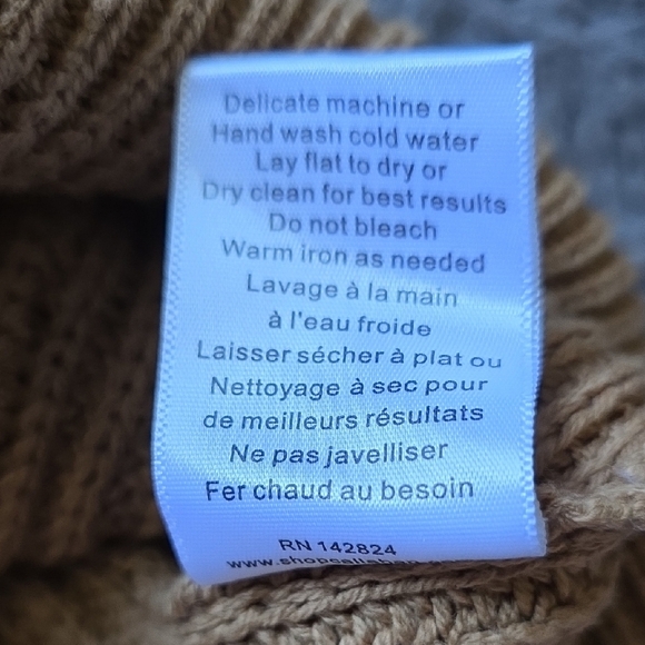 Callahan Tan Cardigan Sweater V-Neck Ribbed Button Cable Fisherman Large - Picture 10 of 10